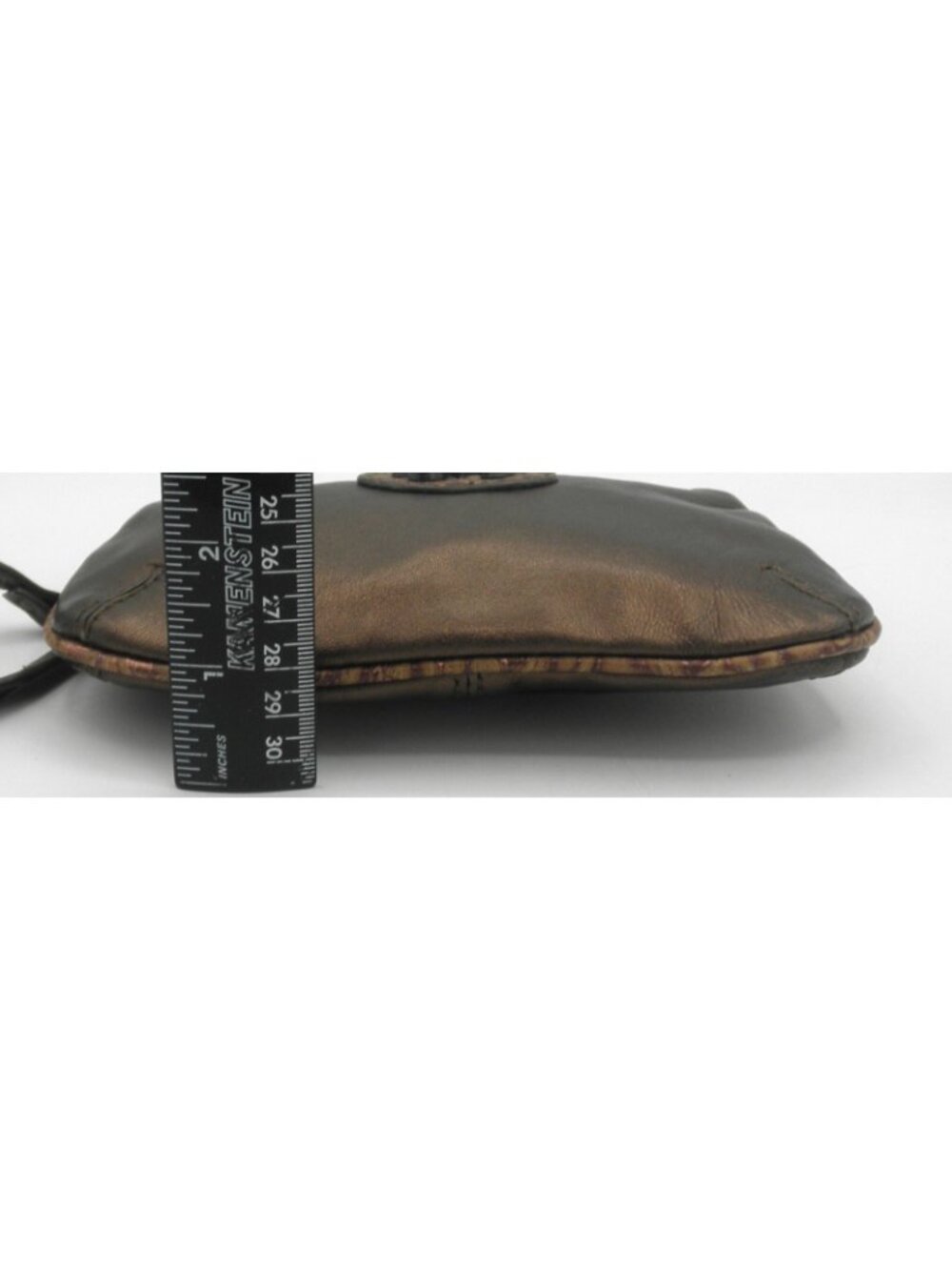 Sharif Pearlized Bronze Leather Wristlet Pouch Very Good Condition - Picture 7 of 14